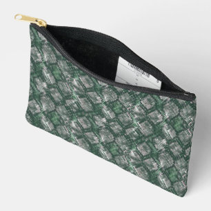 Grey, green imitation snake skin. accessory pouch