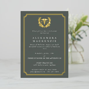 Grey-Green MD Caduceus+Laurel Wreath Graduation