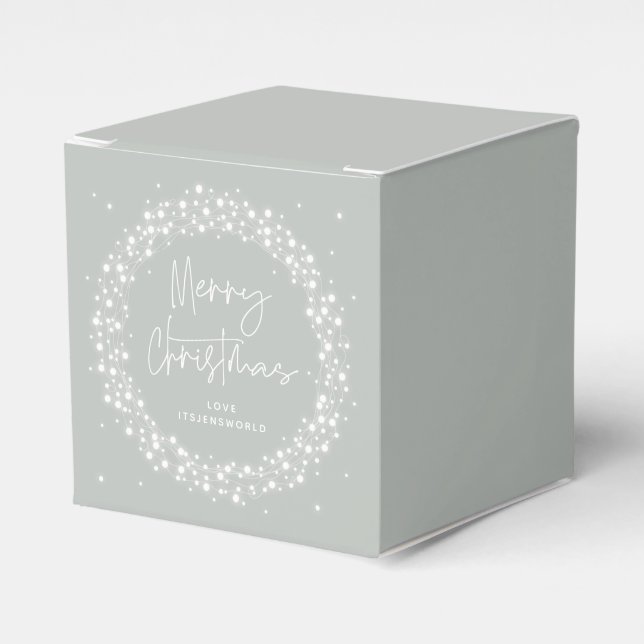 Grey-Green Merry Christmas Sparkling Lights Favour Box (Front Side)