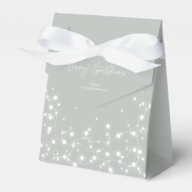 Grey-Green Merry Christmas Sparkling Lights Favour Box (Front Side)