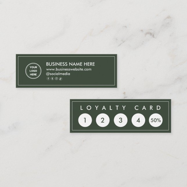 Grey Green Mini Chic Modern Minimalist Loyalty Car Card (Front/Back)