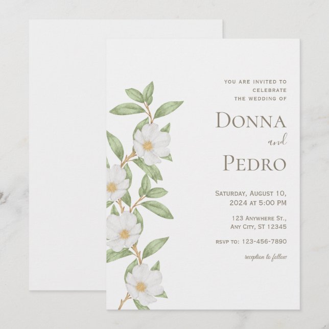 Grey Green Modern Wedding Invitation (Front/Back)