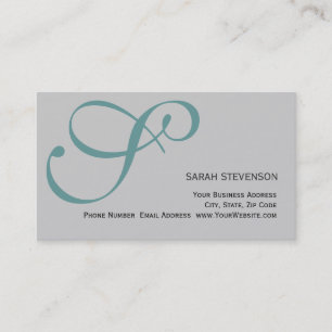 Grey Green Monogram Professional Business Card