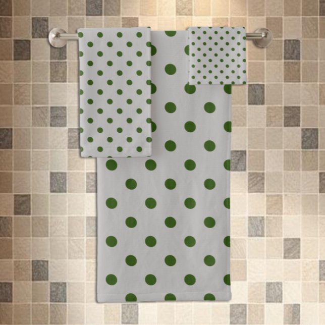 Grey Green Polka Dot Bath Towel Set (Creator Uploaded)