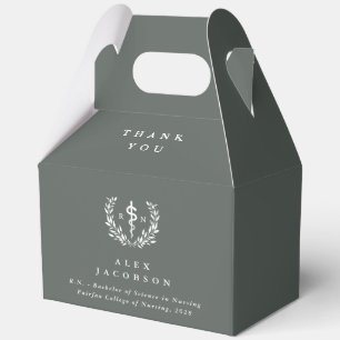 Grey-Green Registered Nurse + Asclepius Graduation Favour Box