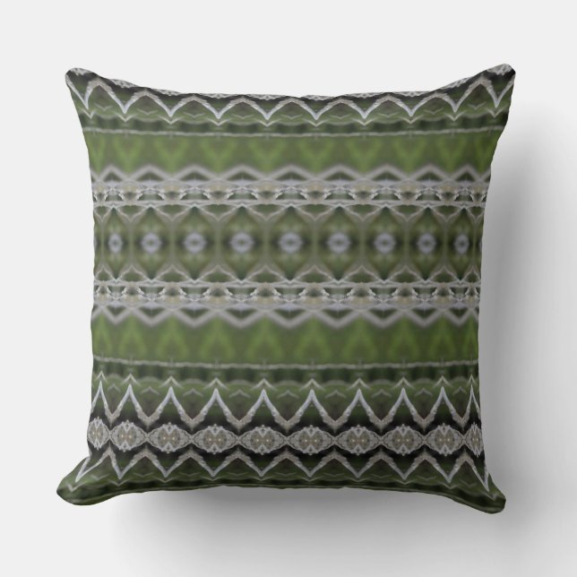 Grey Green Reversible Patterned Accent Pillow (Front)