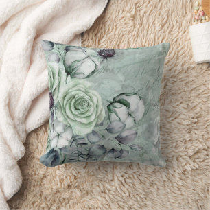 Grey/Green Roses Cushion