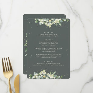 Grey Green Snowberry+Eucalyptus 3 Course Wedding Menu