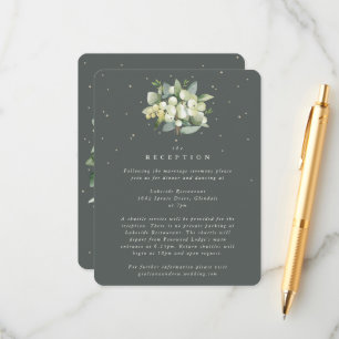 Grey Green Snowberry+Eucalyptus Bouquet Reception Enclosure Card