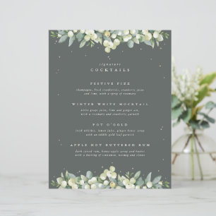 Grey Green Snowberry+Eucalyptus Wedding Drinks Bar