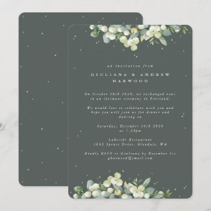 Grey Green Snowberry+Eucalyptus Wedding Reception Invitation