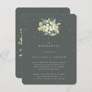 Grey Green Snowberry+Eucalyptus Wedding Rehearsal Enclosure Card