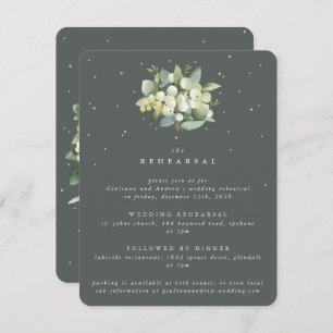 Grey Green Snowberry+Eucalyptus Wedding Rehearsal Enclosure Card