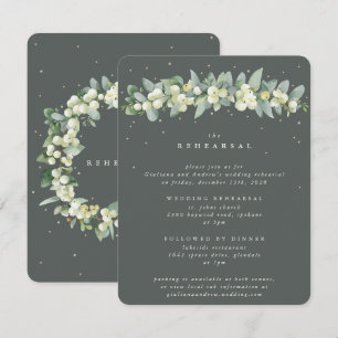 Grey Green Snowberry+Eucalyptus Wedding Rehearsal Enclosure Card