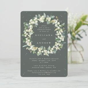 Grey Green Snowberry+Eucalyptus Wedding Rehearsal Invitation