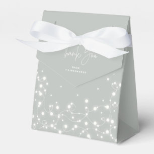Grey-Green Sparkling Lights Thank You Favour Box