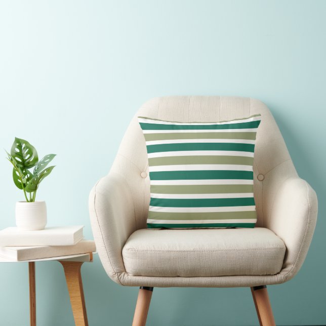 Grey Green Stripes Cushion (Chair)