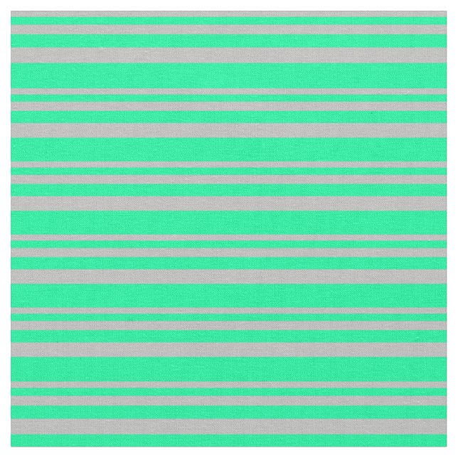 Grey & Green Stripes Fabric (Close Up)