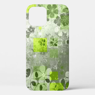 Grey Green Vintage Abstract Floral Pattern iPhone 12 Pro Case