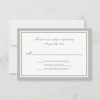 Grey & Green Wedding Reception RSVP Cards