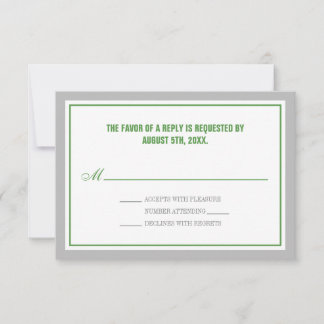 Grey & Green Wedding Reception RSVP Cards