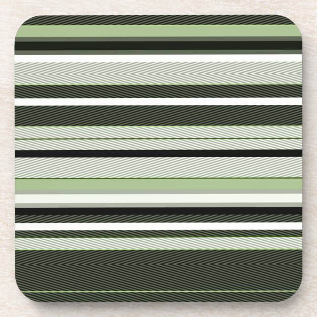 Grey, green, white stripes. coaster (Front)