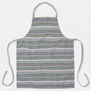 Grey Green With Black Stripes On Watercolor Paper Apron