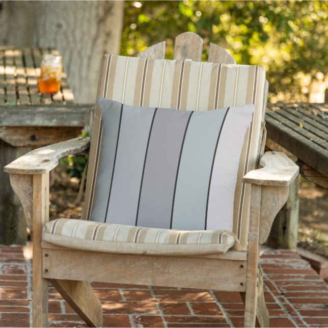 Grey Green With Black Stripes On Watercolor Paper Cushion (Chair)