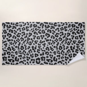 Grey Grey Ash Leopard Cheetah Animal Print Pattern Beach Towel