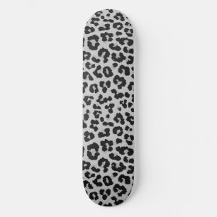 Grey Grey Ash Leopard Cheetah Animal Print Pattern Skateboard