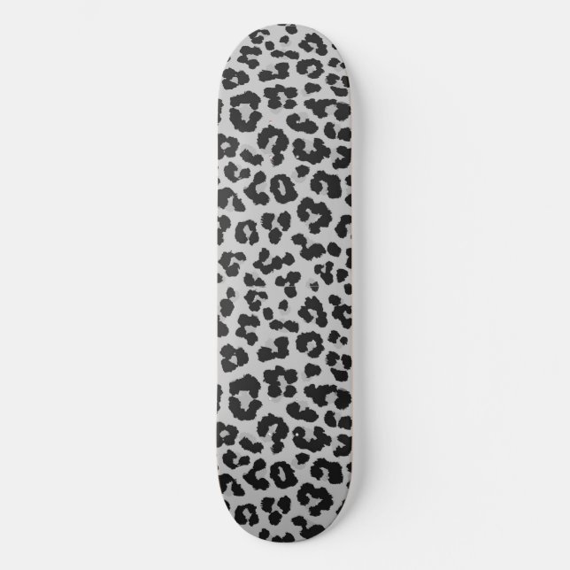Grey Grey Ash Leopard Cheetah Animal Print Pattern Skateboard (Front)