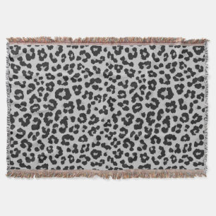 Grey Grey Ash Leopard Cheetah Animal Print Pattern Throw Blanket