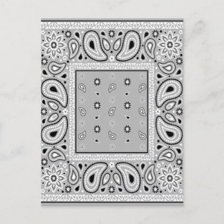 Grey Grey Bandanna Paisley Country Hip Hop Cowboy Invitation Postcard