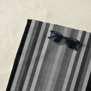 Grey Grey Black Grey Stripes Beach Towel