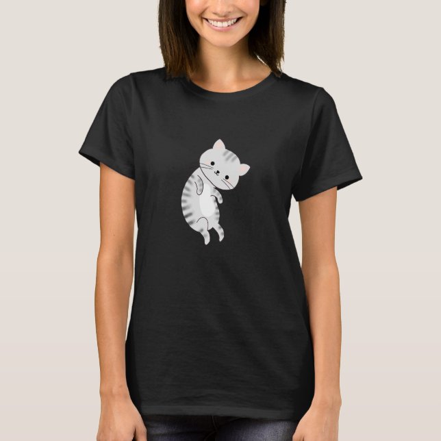 Grey Grey Cat Cute Pet T-Shirt (Front)
