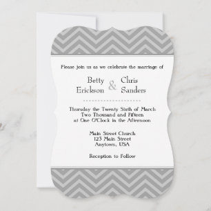 Grey Grey Chevron Wedding Invitations