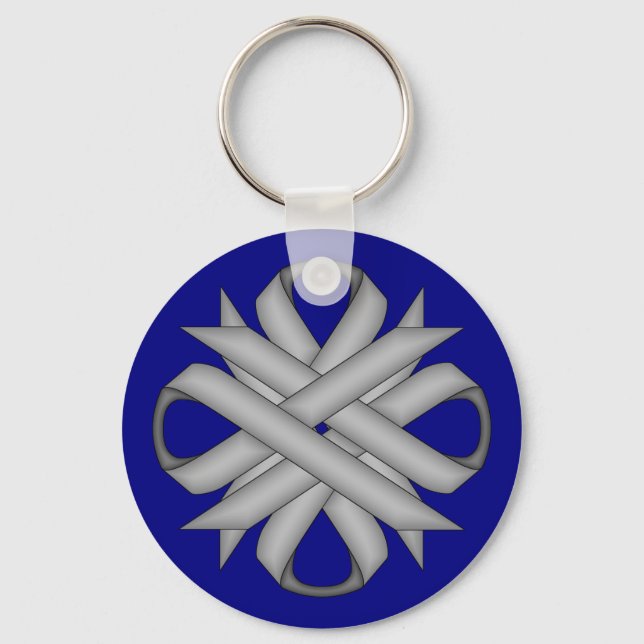 Grey / Grey Clover Ribbon by Kenneth Yoncich Key Ring (Front)