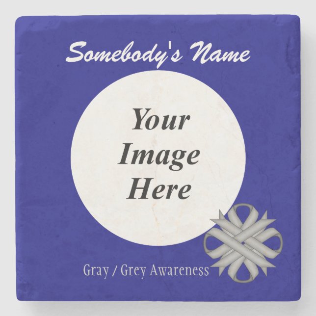 Grey / Grey Clover Ribbon by Kenneth Yoncich Stone Coaster (Front)
