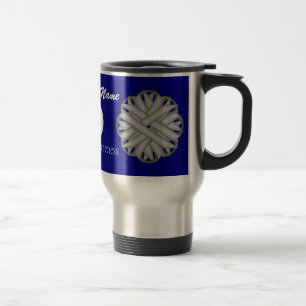 Grey / Grey Flower Ribbon Tmpl by Kenneth Yoncich Travel Mug