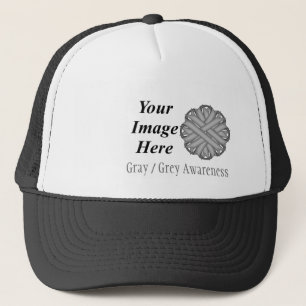 Grey/Grey Flower Ribbon Tmpl by Kenneth Yoncich Trucker Hat