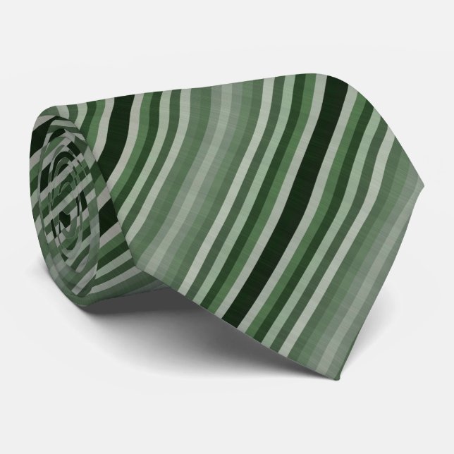 Grey Grey Green Stripes Tie (Rolled)