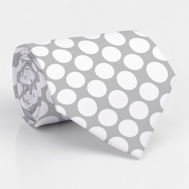 Grey Grey Jumbo Polka Dots Custom Necktie (Creator Uploaded)