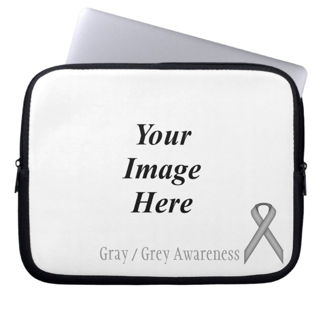 Grey / Grey Standard Ribbon by Kenneth Yoncich Laptop Sleeve (Front)