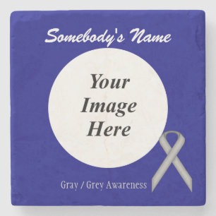 Grey / Grey Standard Ribbon by Kenneth Yoncich Stone Coaster