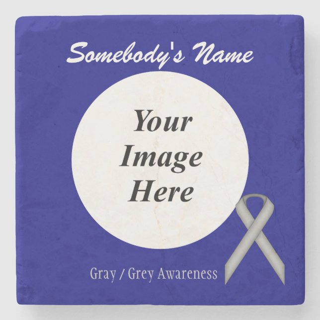 Grey / Grey Standard Ribbon by Kenneth Yoncich Stone Coaster (Front)