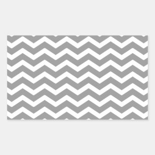 Grey Grey White Chevron Pattern Rectangular Sticker