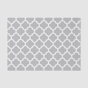 Grey Grey White Moroccan Quatrefoil Pattern #5 Tissue Paper