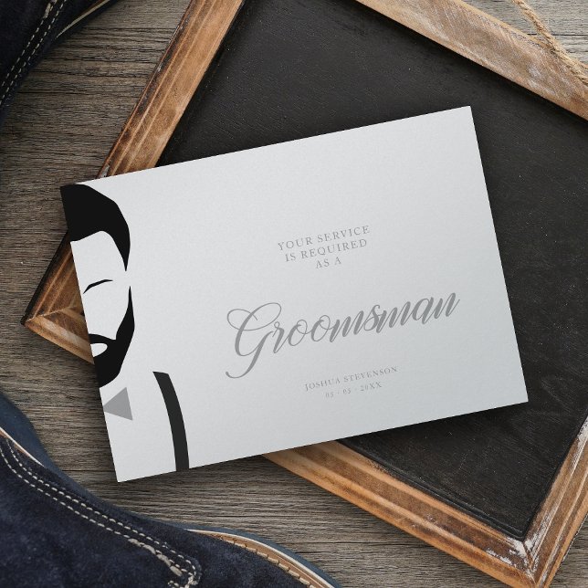 Grey Groomsman Silhouette Simple Wedding Proposal  (Creator Uploaded)