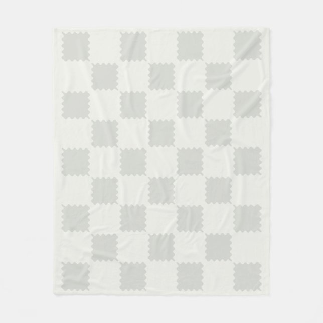 Grey Groovy Checks Chequered Pattern Fleece Blanket (Front)