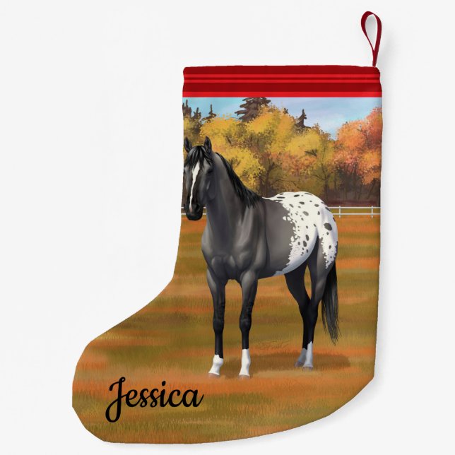 Grey Grulla Appaloosa Quarter Horse Stallion Small Christmas Stocking (Back)